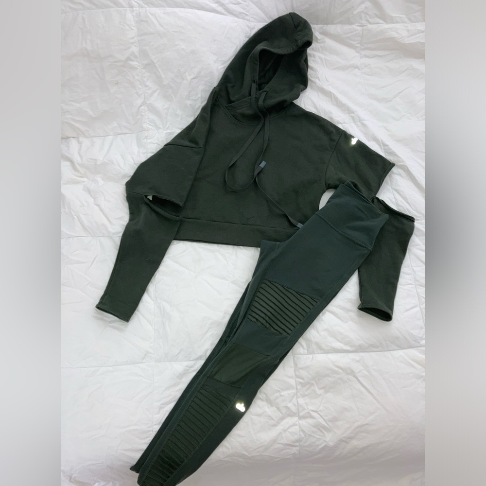 ALO Dark Green Hoodie and Leggings Set